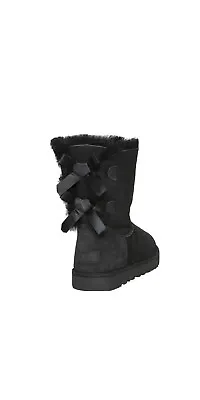 Ugg Bailey Bow Ii Black Suede Sheepskin Classic Boots Size Us 9/uk 7 • $149