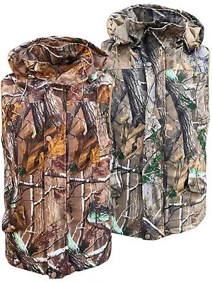 Mens Camouflage Bodywarmer Jungle Print Vest Zip Sleeveless M-3XL Hooded Winter • £22.99