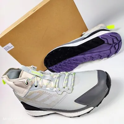 Adidas Terrex Free Hiker 2 Men US 12.5 Green Tan White Silver Boost Leather Boot • $109.20