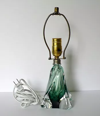 $92.54 • Buy Vintage Val St Lambert Green Sommerso Crystal Lamp