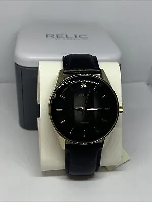$24.99 • Buy Relic By Fossil ZR77295 Men's Black Leather Analog Dial Quartz Watch WAT161