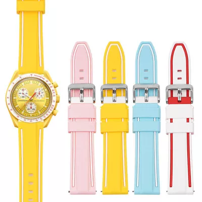 For Swatch Omega Silicone Watch Strap Speedmaster Joint Moon Swatch Band 20mm • $14.99