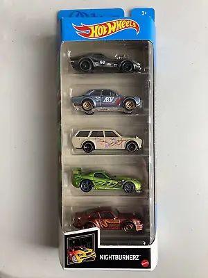 Hot Wheels New Nightburnerz 5 Car Pack Ford Escort Porsche Datsun 510 Wagon • £10