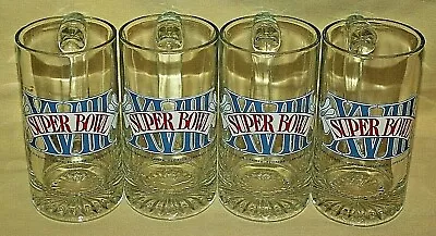 Super Bowl Xviii Set 4 Mug Glass Stein Tampa Stadium Jan 1984 Redskins Raiders. • $39.99