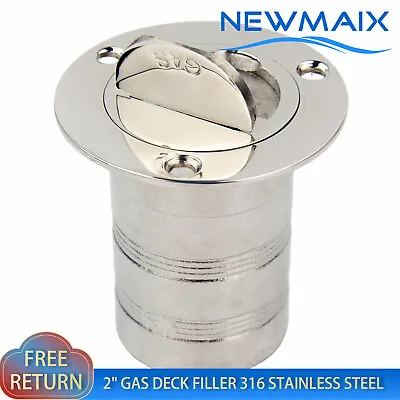 2  Boat Gas Deck Fill/Filler With Keyless Cap 316 Stainless Steel For Marine RV  • $31.99