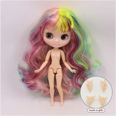 Middle Blythe Doll Toy 8  Joint Body With Head Colorful Hair Shiny Face Turn Eye • $50.83