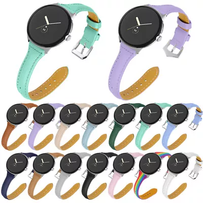 For Google Pixel Watch 1 2  Slim Premium Genuine Leather Band Women Wrist Strap • $19.99