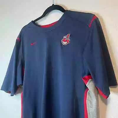 Cleveland Indians Shirt Mens Large Chief Wahoo Nike Team FitDry Baseball Logo • $4.88