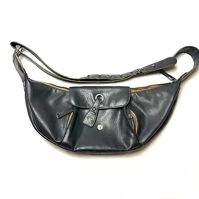 MATT & NAT Black Faux Leather VEGAN Large Bag Crossbody Saddle Handbag Purse BAG • $39.99