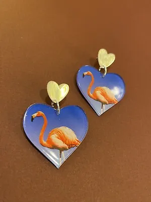 Flamingo Acrylic Earringsquirky Fun Novelty Costume Jewellery handmade New • £5.50