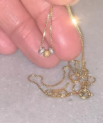 $140 • Buy 14K - Yellow & White Gold Sliding Gold Bead Ball Box Chain Necklace - Delicate
