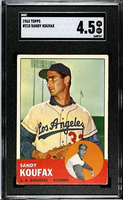 Sandy Koufax 1963 Topps SGC 4.5 Baseball Card Vintage Graded Dodgers MLB #210 • $179.99