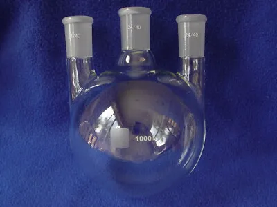 3-neck Round Bottom Boiling Flask 24/40 1000ml Straight Heavy Wall High Quality • $59.94