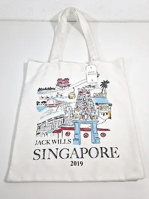 Jack Wills Tote Bag Ambleshire Singapore Shopper 2019 White • £16.99