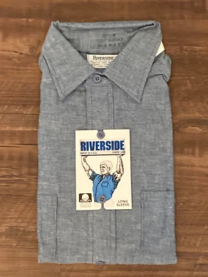 $14 • Buy Vintage Riverside Brand Chambray Work Shirt. Men's Size M. Mint Never Worn.
