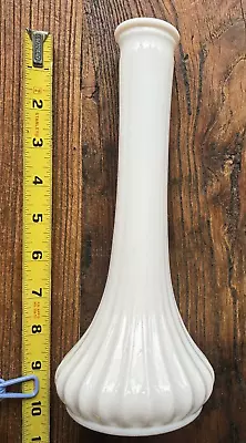 Vintage Hoosier White Milk Glass #4096 Long Stemmed Ribbed Bud Vase 9  Tall • $15