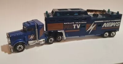 Matchbox Convoy MBTV News Peterbilt Tracking Truck Dark Blue CY15 Outine MB • $62.11