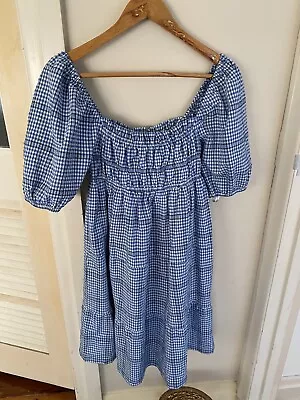 $15 • Buy Forever New Check Smock Dress Puff Sleeve  Size 8