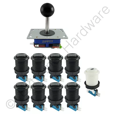 1 Player Arcade Control Kit 1 Ball Top Joystick 9 Buttons Black JAMMA MAME Pi • £16.99