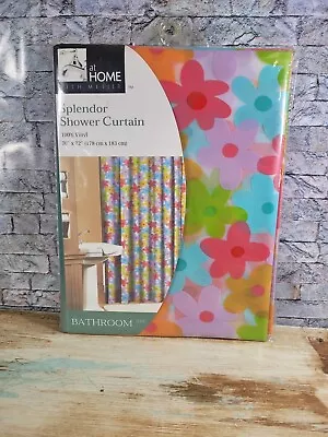 Vintage Vinyl Shower Curtain Mod Flowers Boho Hippie Cottage Y2K NOS 70 ×72  • $29.99