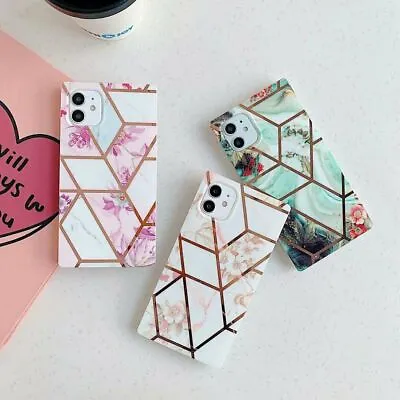 $14.89 • Buy Square Floral Marble Phone Case Cover For IPhone 7 8 + XR XS Max 11 12 13 Pro