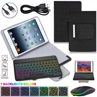 Universal Leather Case Backlit Keyboard Mouse For 10.1 10.2 10.9 11 Inch Tablet • $36.95
