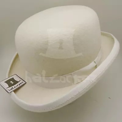 CLASSIC Wool Felt Men Dura Bowler Top Hat Women Derby Unisex NEW | 57cm | Ivory • $66