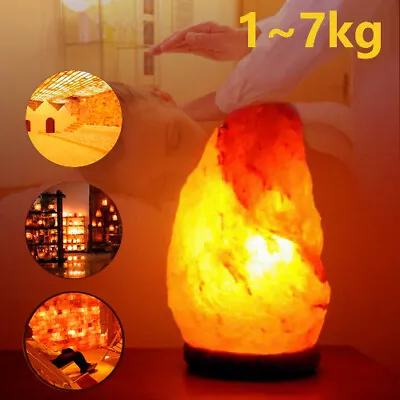 Himalayan Salt Lamp Natural Crystal Rock Shape Dimmer Switch Night Light 1-7 Kg • $19.99
