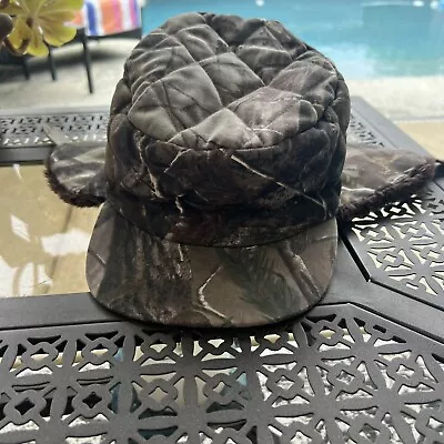 Realtree Lined Camo Cap Hat With Ear Flaps Trapper Hunting Quilted Men’s XL • $20