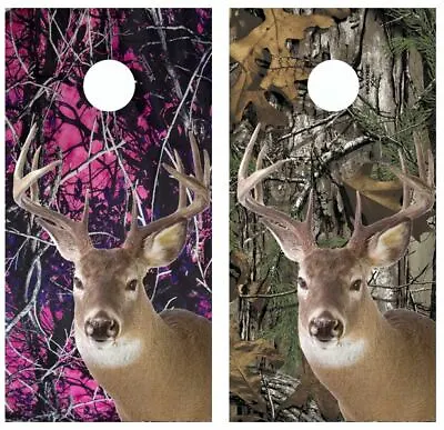 Muddy Girl/Real Tree Deer Buck Barnwood Cornhole Board Wraps FREE LAMINATION3570 • $39.95