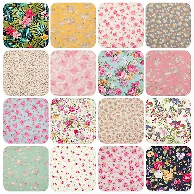 FLORAL COTTON FABRIC Rose & Hubble Vintage Roses Ditsy Flower POPLIN MATERIAL • £5.25