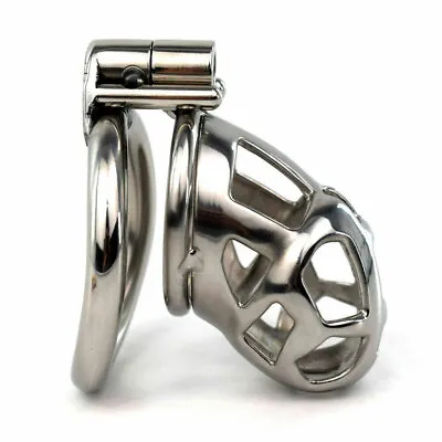 Male Chastity Device Mamba Cage Metal Locking Belt CC413 Stainless Steel • $23.89