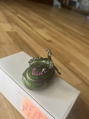 $5 • Buy Green Bejeweled Peacock Trinket Box Nobility Vhtf Great Condition