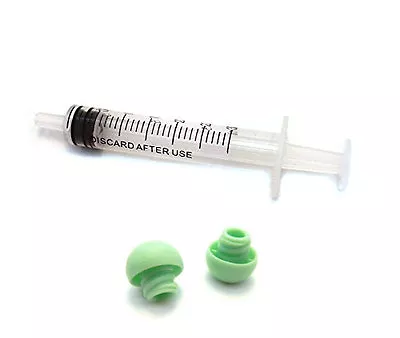 3ml SLIP Luer Syringes With Caps - 50 White Syringes 50 GREEN Caps (No Needles) • $21.59