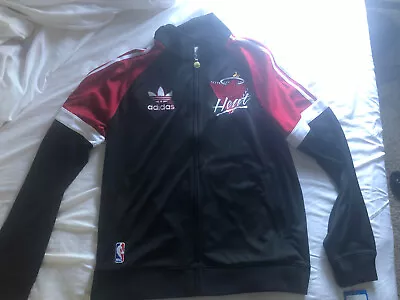 Vintage Adidas Miami Heat Embroidered Track Warm Up Jacket Size XL • $70