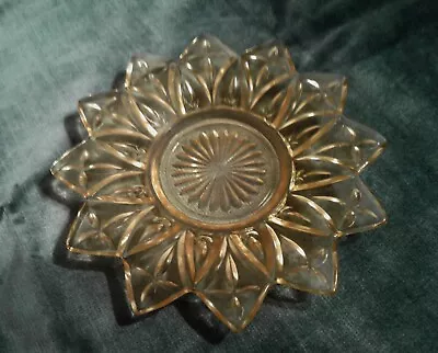 Vintage Amber Starburst Depression Glass 6 1/2  Desert Plate • $15