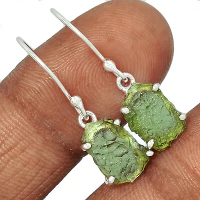 Natural Genuine Czech Moldavite 925 Sterling Silver Earrings Jewelry CE18652 • $39.99