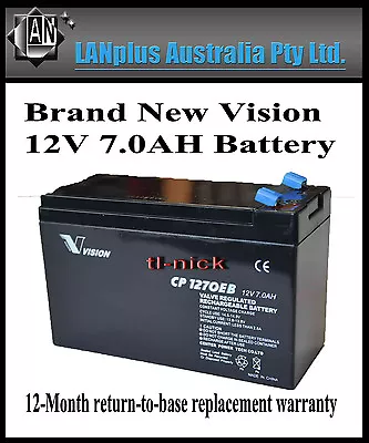 New VISION CP1270EB 12V 7Ah Rechargeable SLA Battery UPS Alarm Toy NBN CP1270 • $39