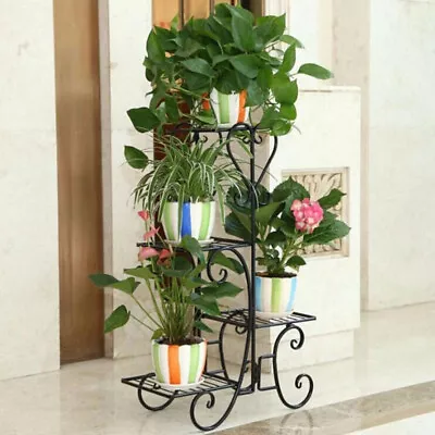 4Tier Metal Plant Stand Home Indoor Outdoor Garden Flower Pot Shelf Display Rack • £6.94