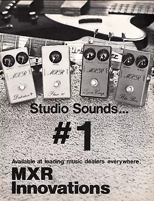 Vtg 1970s MXR EFFECT PEDALS MAGAZINE PRINT AD Distortion+ Phase 90 Script Logo • $7.99