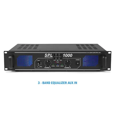 SPL 1000W Power Amplifier EQ Aux - Home Audio Hi-Fi Stereo DJ Disco Party PA Amp • £120