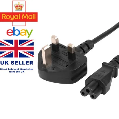 £5.49 • Buy Laptop Power Lead 1M Cable Clover Leaf C5 Wire Cord 3 Pin Mains UK Fused Plug