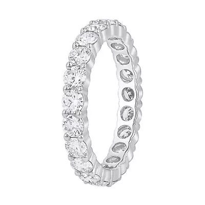 1.8Ct Round Lab Grown Diamond Eternity Band Ring 14K White Gold VS-FG Size 6 • $821.09