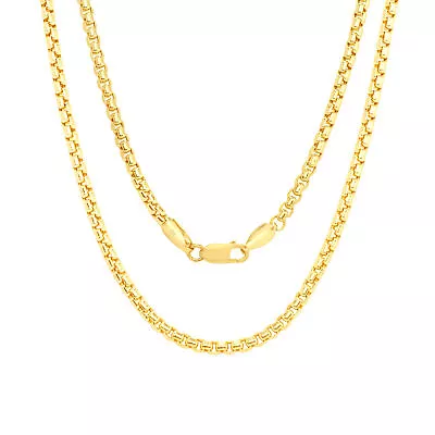 10K Yellow Gold 2.5mm Venetian Rounded Box Link Chain Pendant Necklace 18  • $299.98