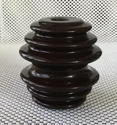 Vintage Brown Porcelain Insulator ~ Large ~ Telephone ~ Unmarked ~ Great • $19.99