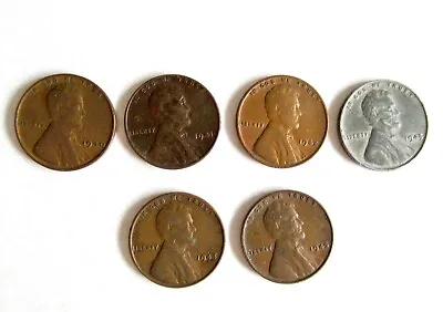 $18 • Buy Vintage WWII 1940 1941 1942 1943 1944 1945 US Penny Coins Rare 1943 Steel Coin