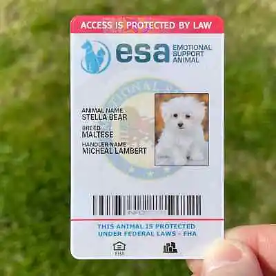 $17.99 • Buy Esa Id Card For Emotional Support Dog / Cat Animal / Service Dog