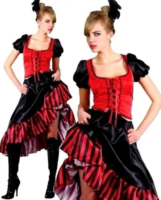 Ladies WESTERN CAN CAN SALOON GIRL Fancy Dress Moulin Rouge Costume UK 8-28 Sexy • £27.45