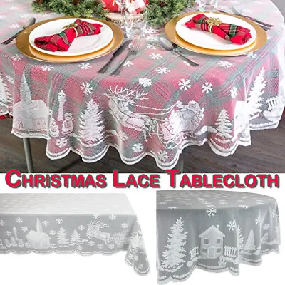 $13.19 • Buy Christmas Tablecloth Rectangle Round Lace Modern Table Cloth Cover Party Decor