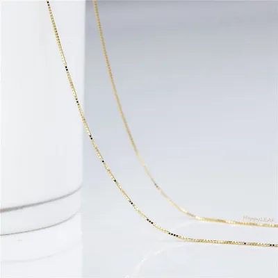 $15.99 • Buy S925 ITALY Sterling Silver 18K Yellow White Rose Gold Vermeil Box Chain Necklace